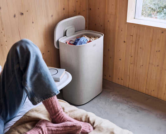 [hidden] [lifestyle] Tota 2 One 60L Pale Mushroom Laundry Basket
