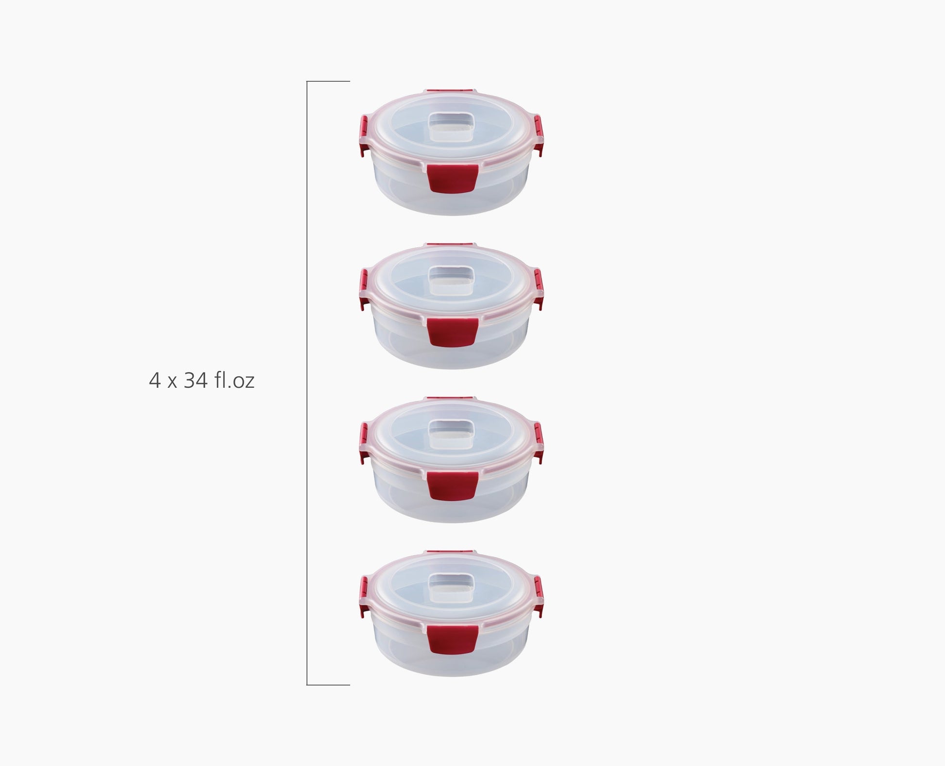 [half-width] Nest Lock 4-Piece Red 1L Round Container Set