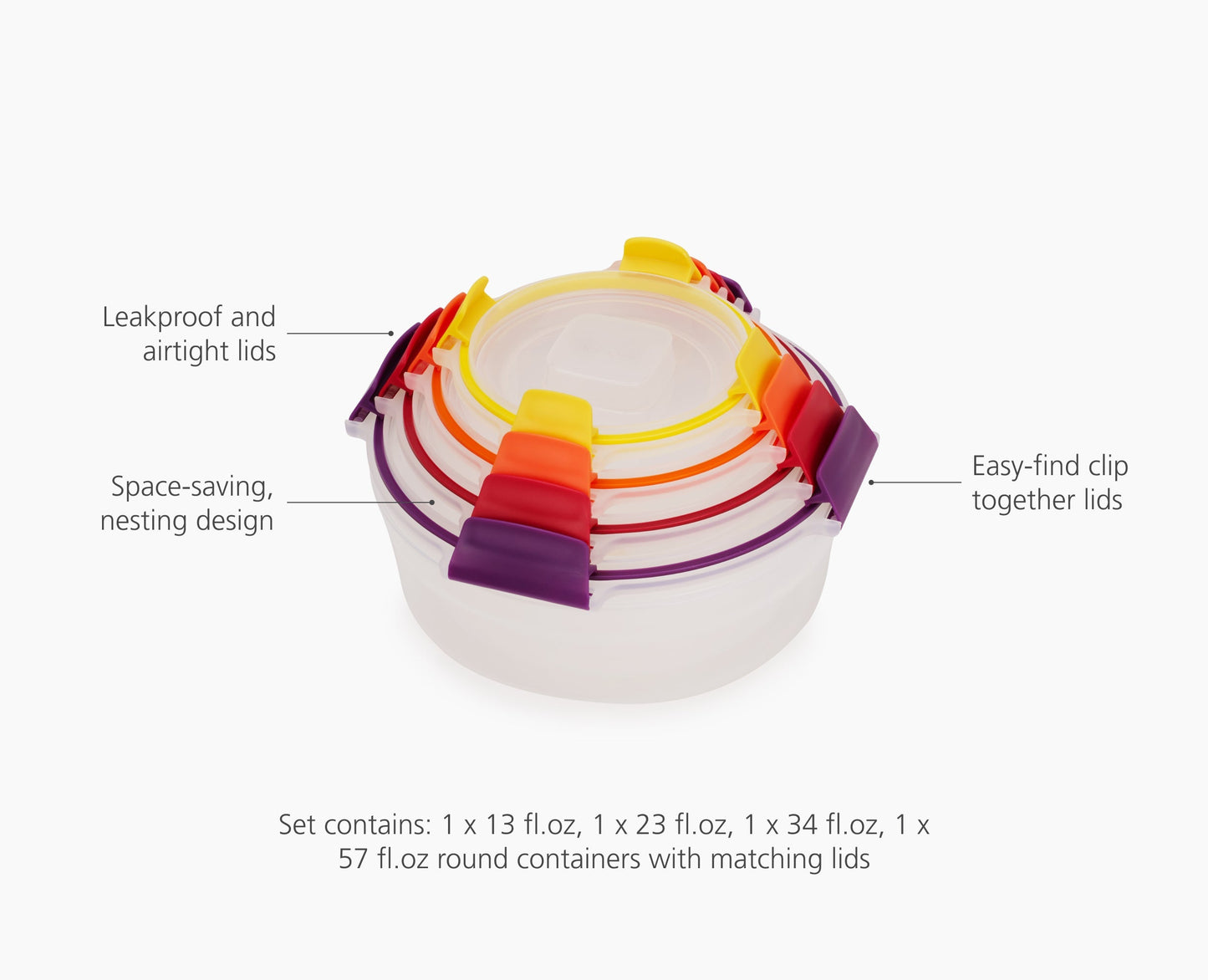 [half-width] Nest Lock 4-Piece Multicolour Round Container Set