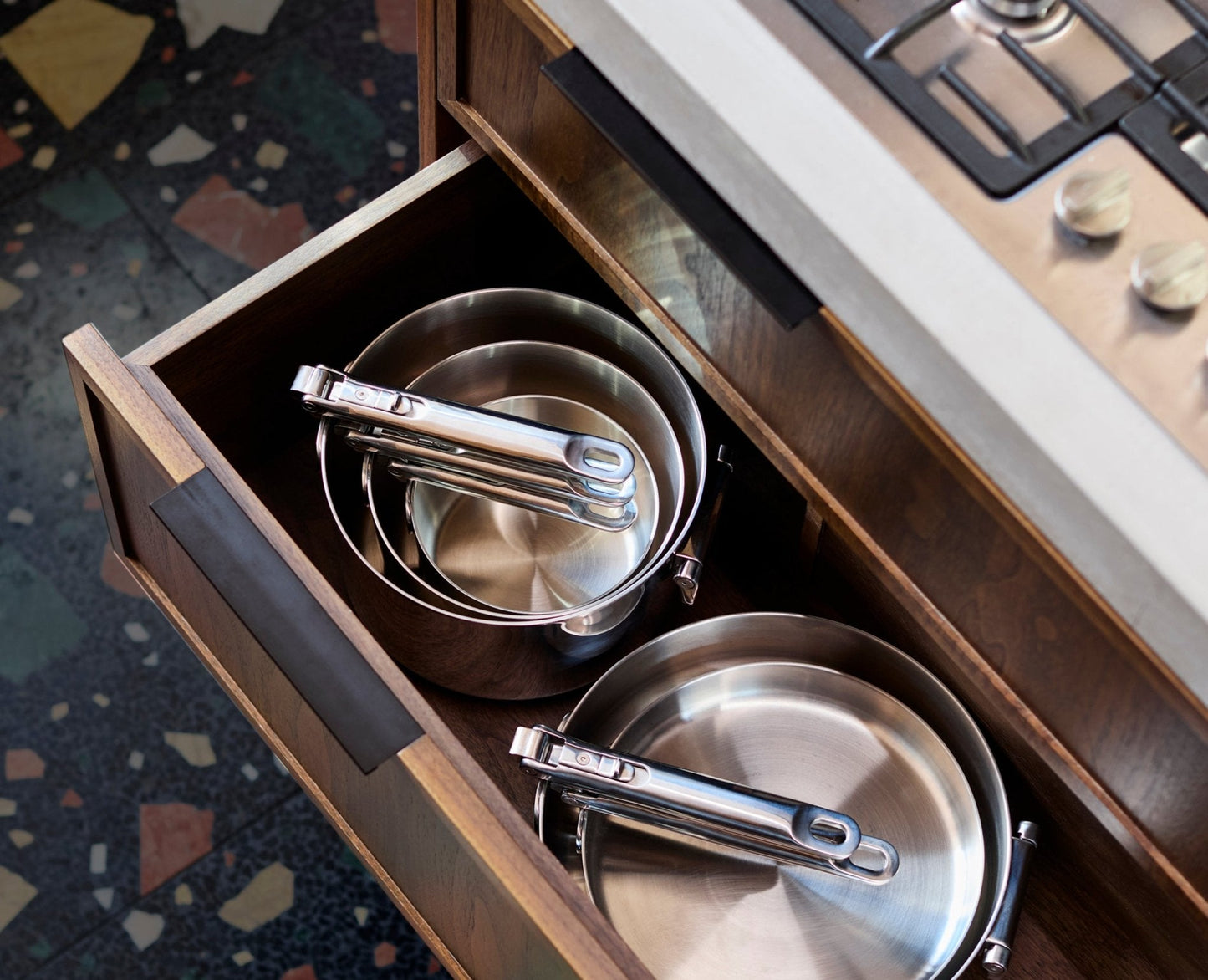 [half-width] Space Steel Folding Handle 20cm Frying Pan
