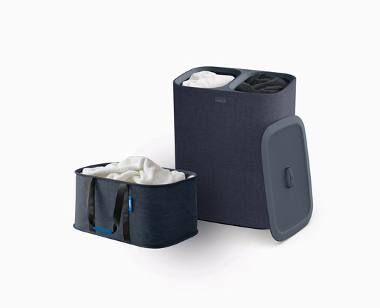 [hidden] 2-piece Black Tota 90L & Hold-All Laundry Basket Set