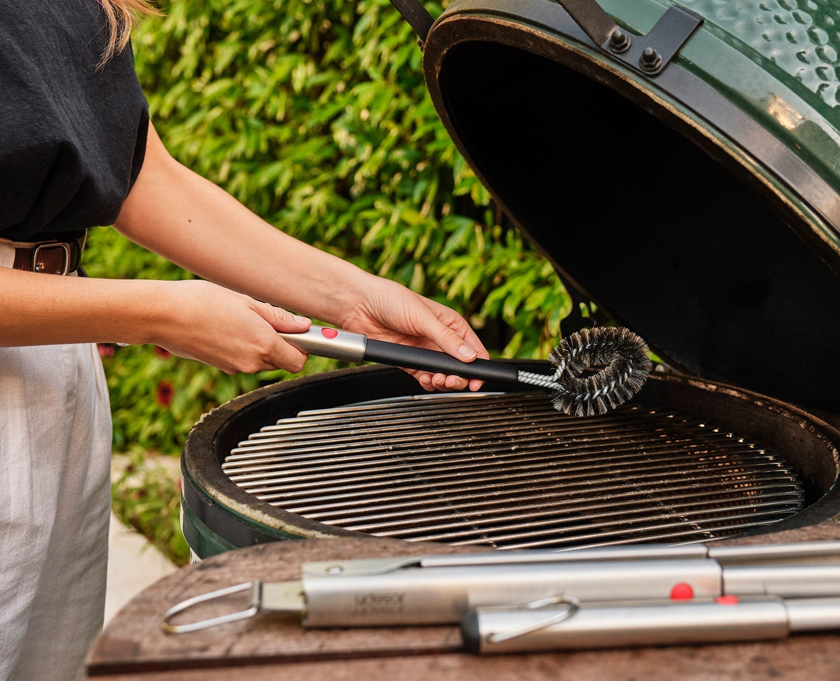 [half-width] GrillOut Stainless-Steel BBQ Cleaning Brush with Extending Handle