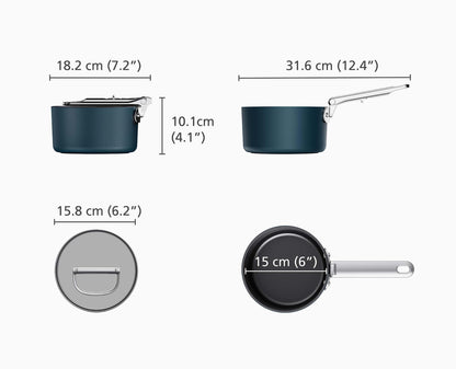 [half-width] Space™ 15cm Non-stick Blue Saucepan & Lid - 45037 - Image 7