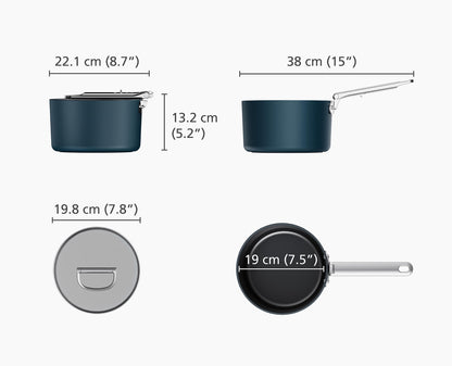 [half-width] Space™ 19cm Non-stick Blue Saucepan & Lid - 45038 - Image 7