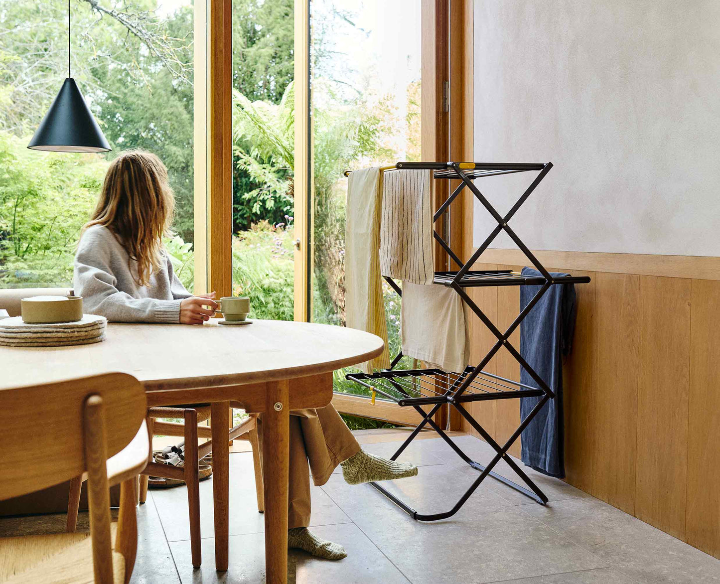 [hidden] [lifestyle] AirFrame™ 16m Folding Airer with Long Garment Hanging Rails