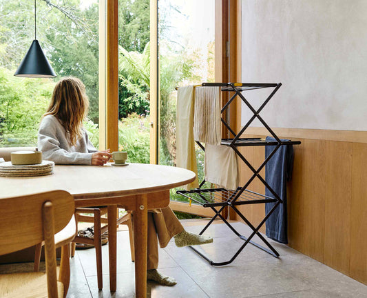 [hidden] [lifestyle] AirFrame™ Max 21m Folding Airer with Long Garment Hanging Rails