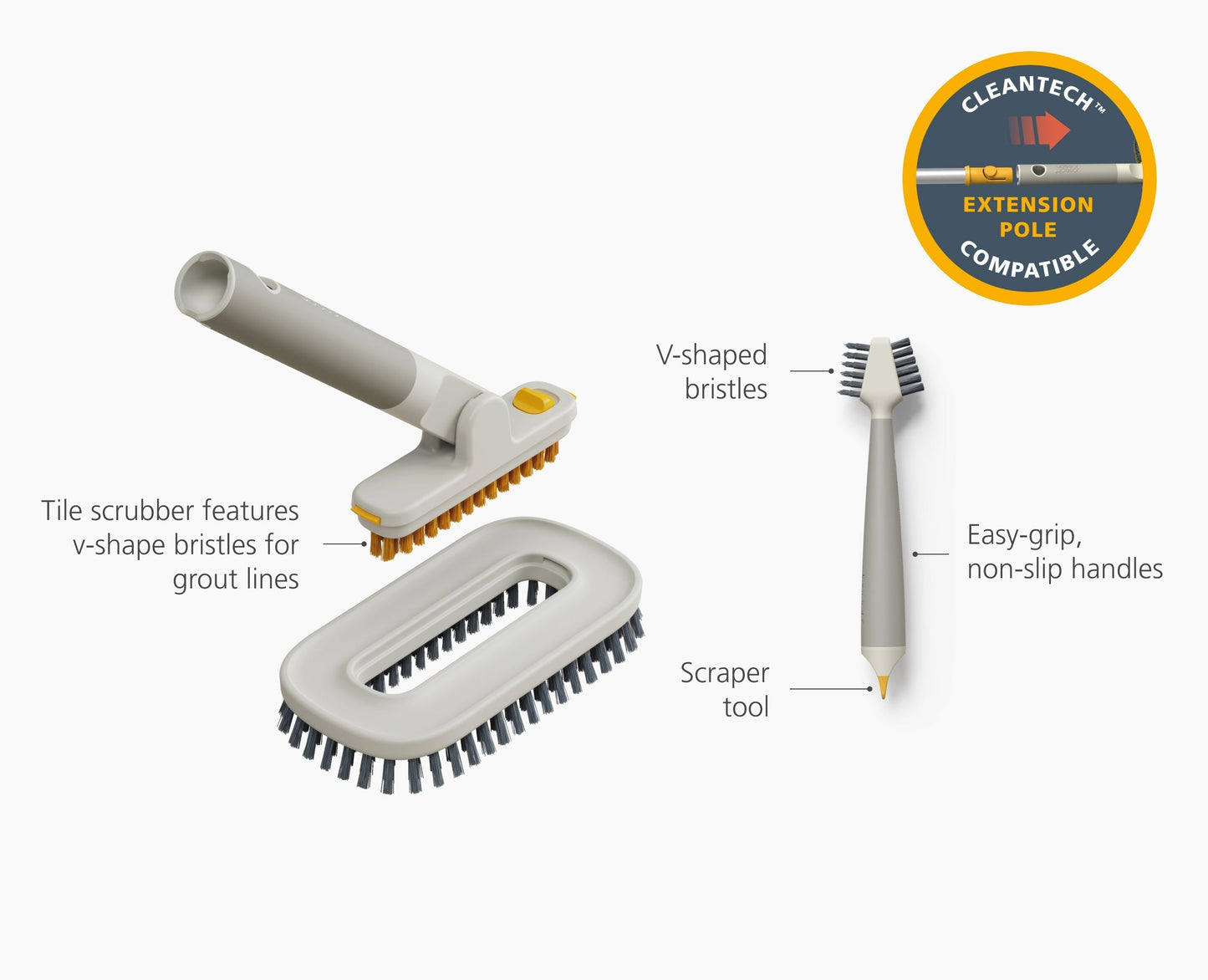 [half-width] CleanTech 2-Piece Tile Scrubber & Spot Cleaning Tool Set