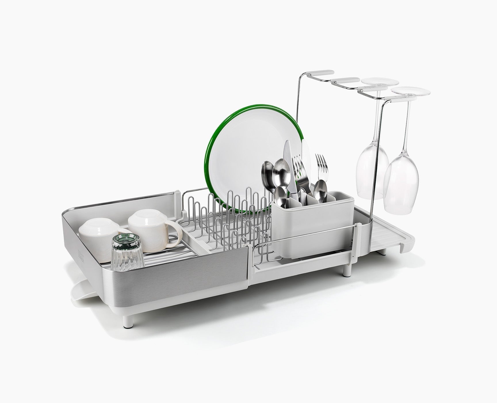 [hidden] Extend™ Steel Plus Expandable Stone Dish Drainer with Wine Glass Rack