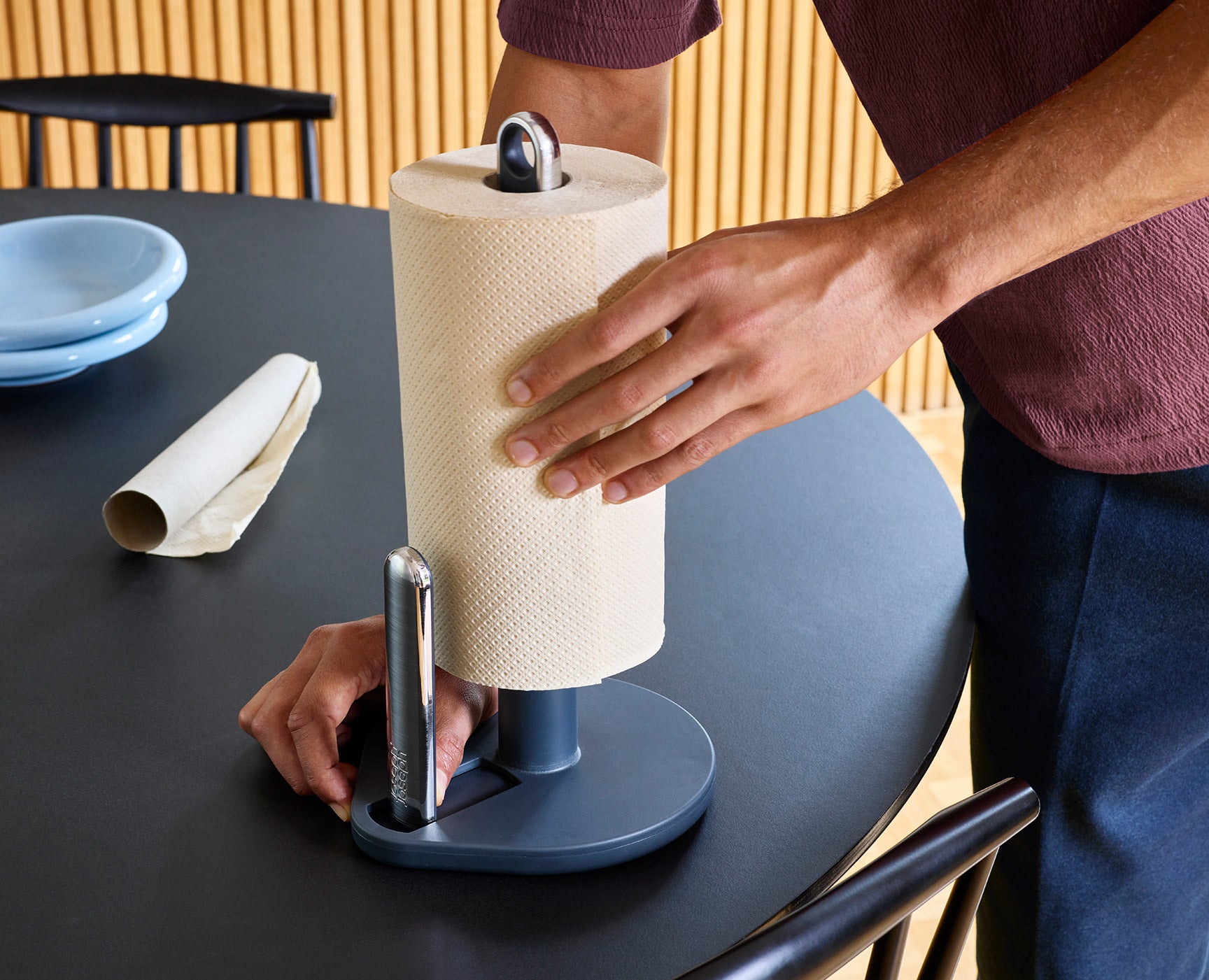 [half-width] Hold Grey Kitchen Roll Holder