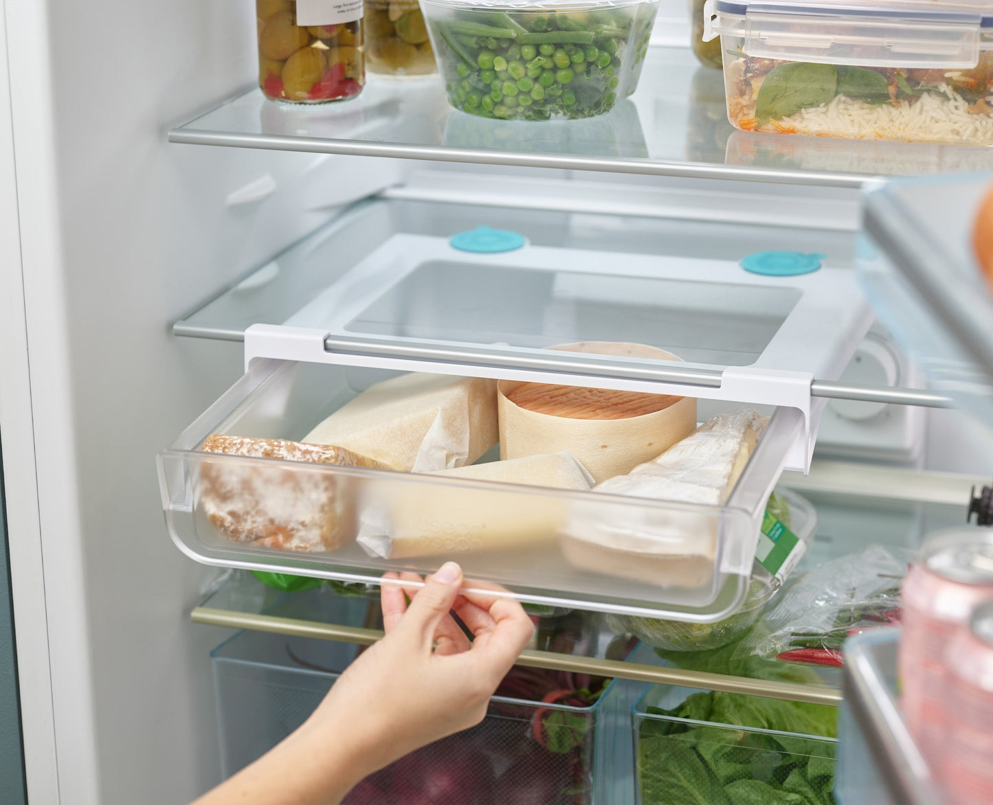 [half-width] 2-piece FridgeStore™ Clear Under-shelf Drawer & Storage Bin Set