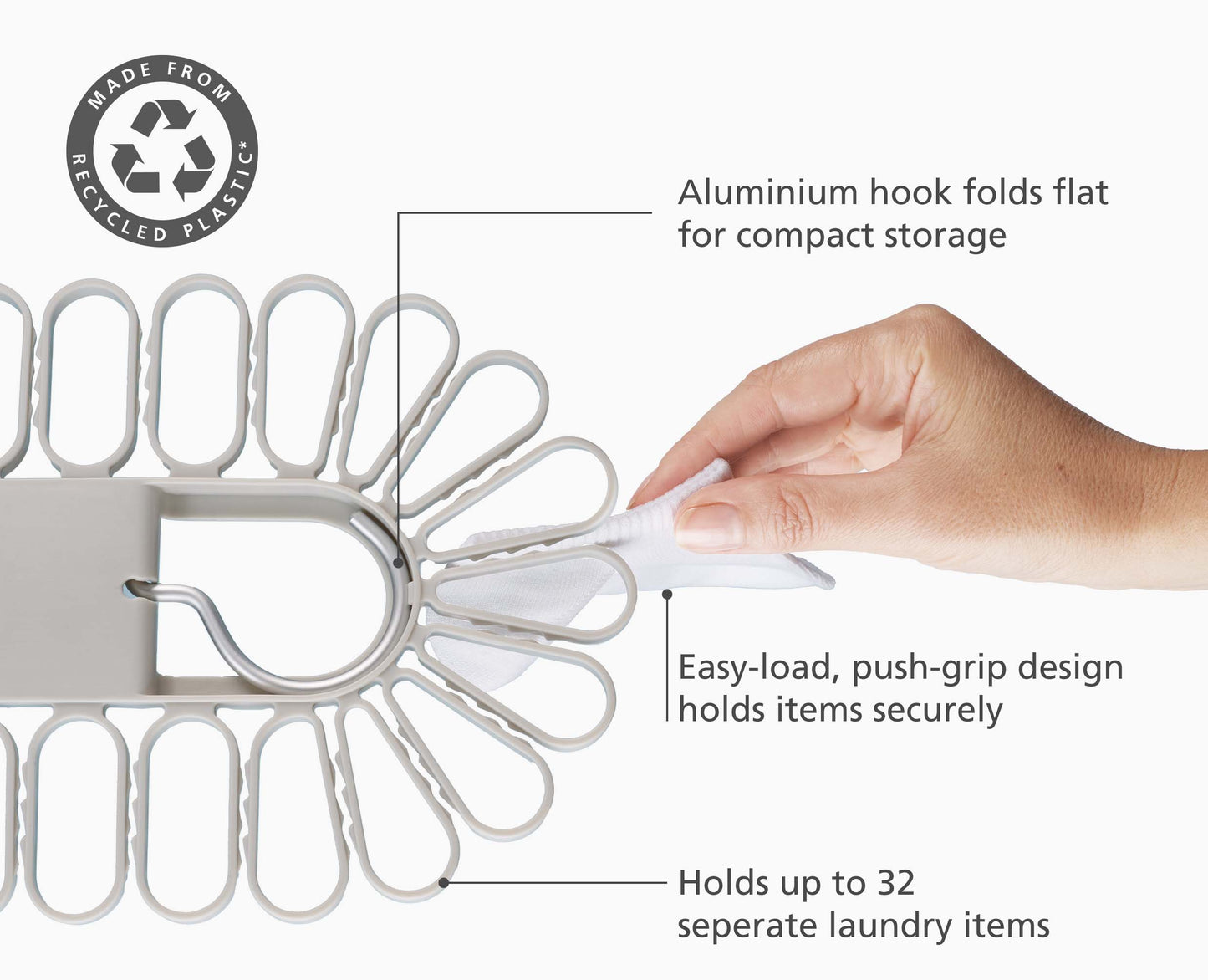 [half-width] Petal™ 32-piece Quick-grip Ecru Drying Hanger - 50052 - Image 4