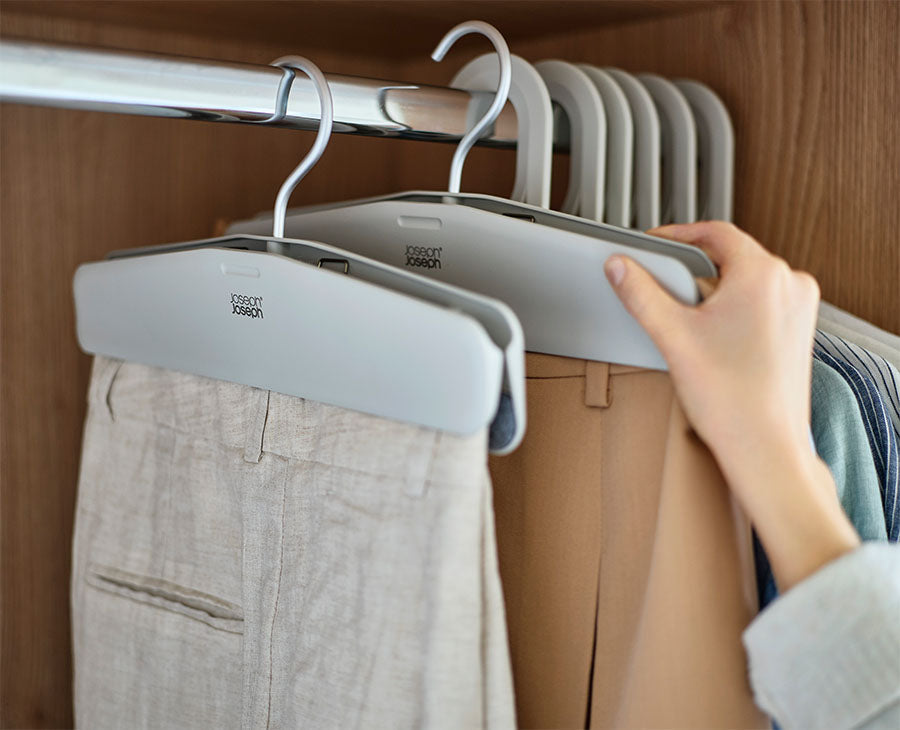 [hidden] [lifestyle] Orderly™ Easy-grip Set of 2 Ecru Skirt & Trouser Hangers - 55019 - Image 2